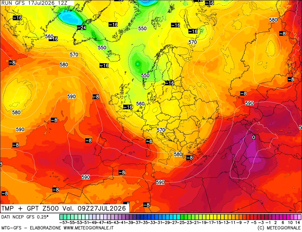 mappa 500 hPa Temp + GPT