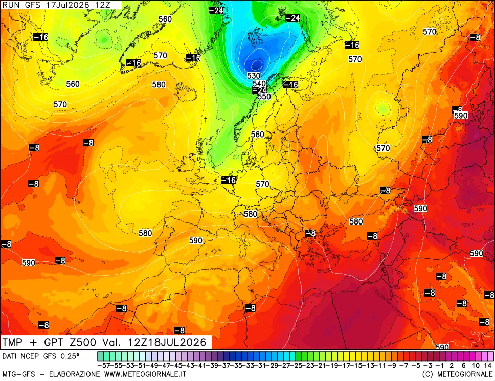 mappa 500 hPa Temp + GPT