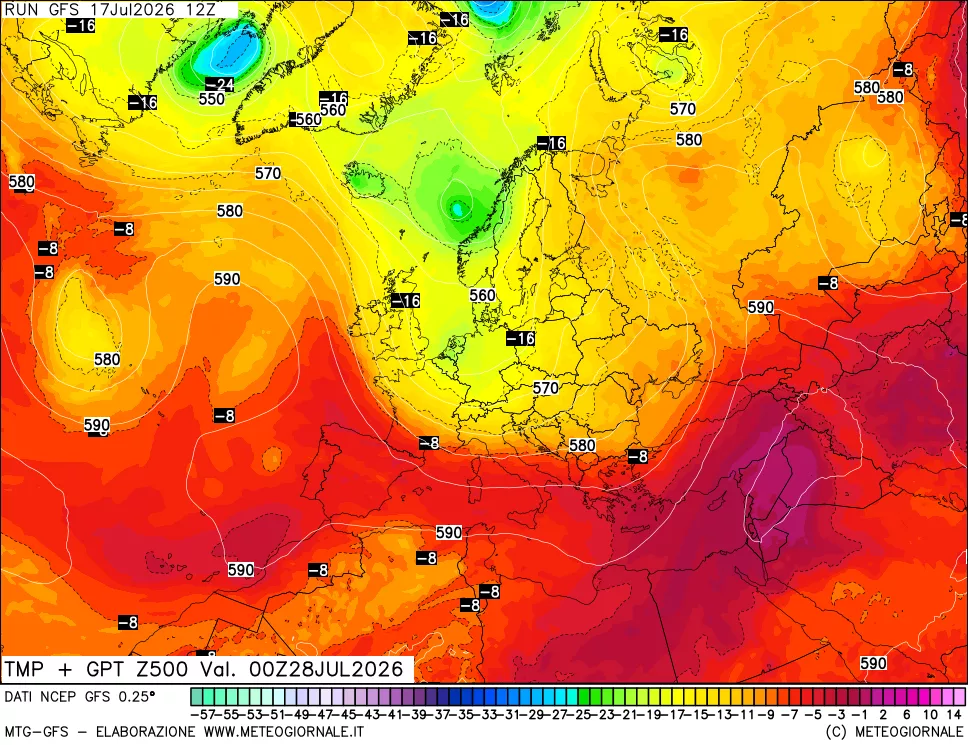 mappa 500 hPa Temp + GPT