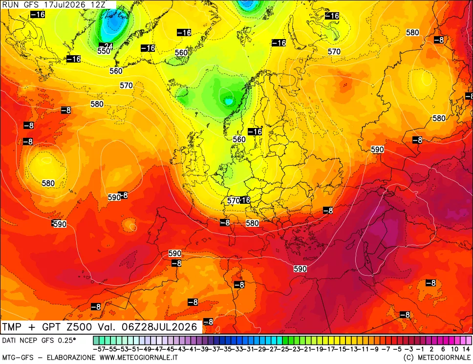 mappa 500 hPa Temp + GPT