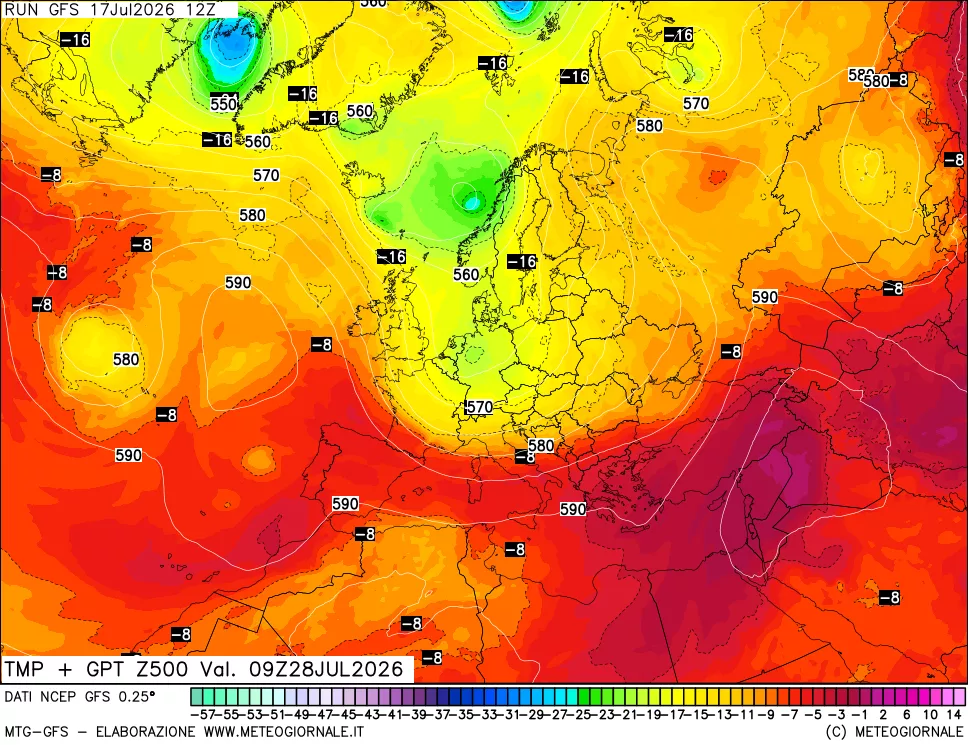 mappa 500 hPa Temp + GPT