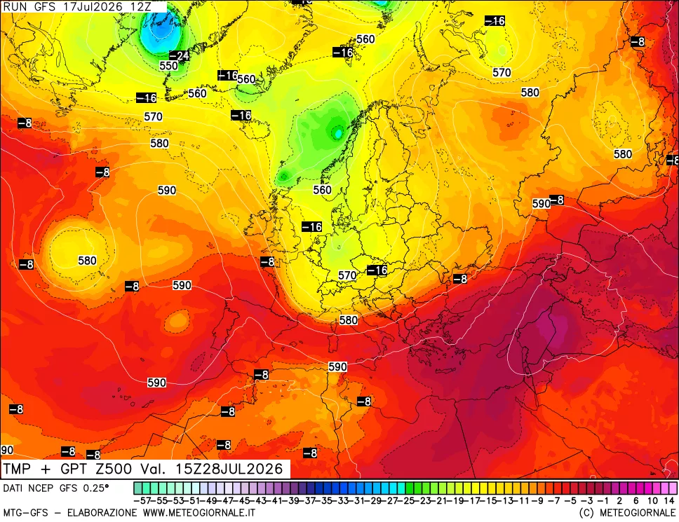 mappa 500 hPa Temp + GPT