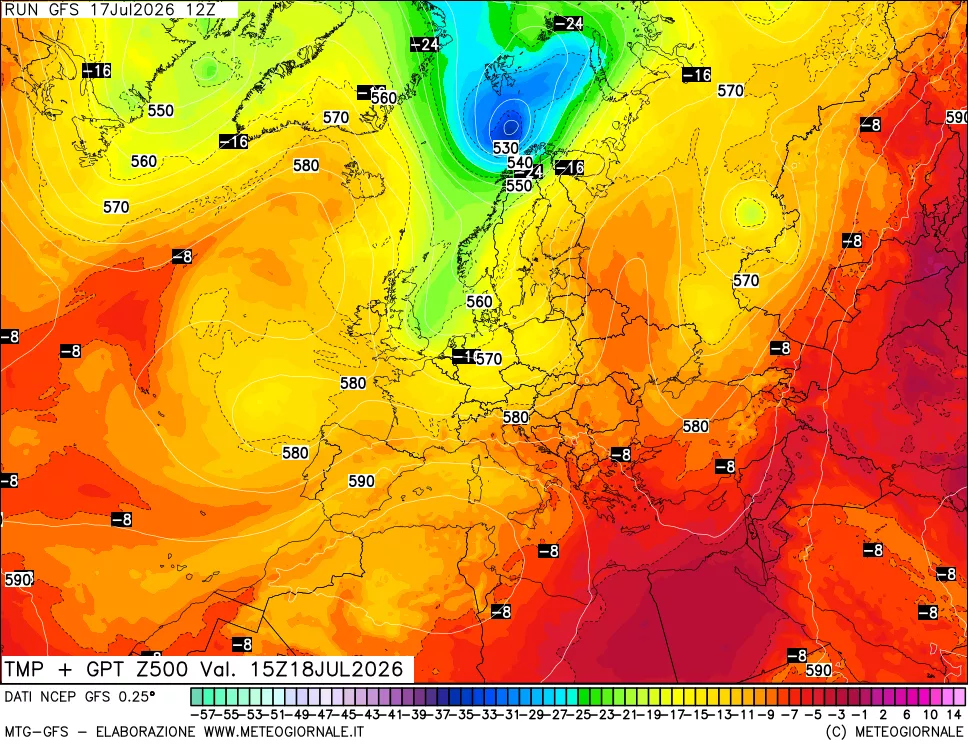 mappa 500 hPa Temp + GPT