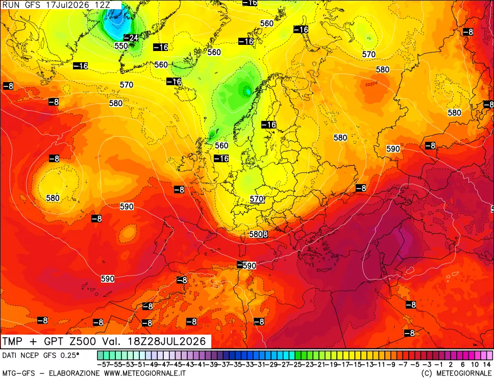 mappa 500 hPa Temp + GPT