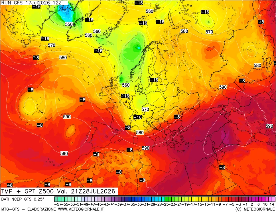mappa 500 hPa Temp + GPT