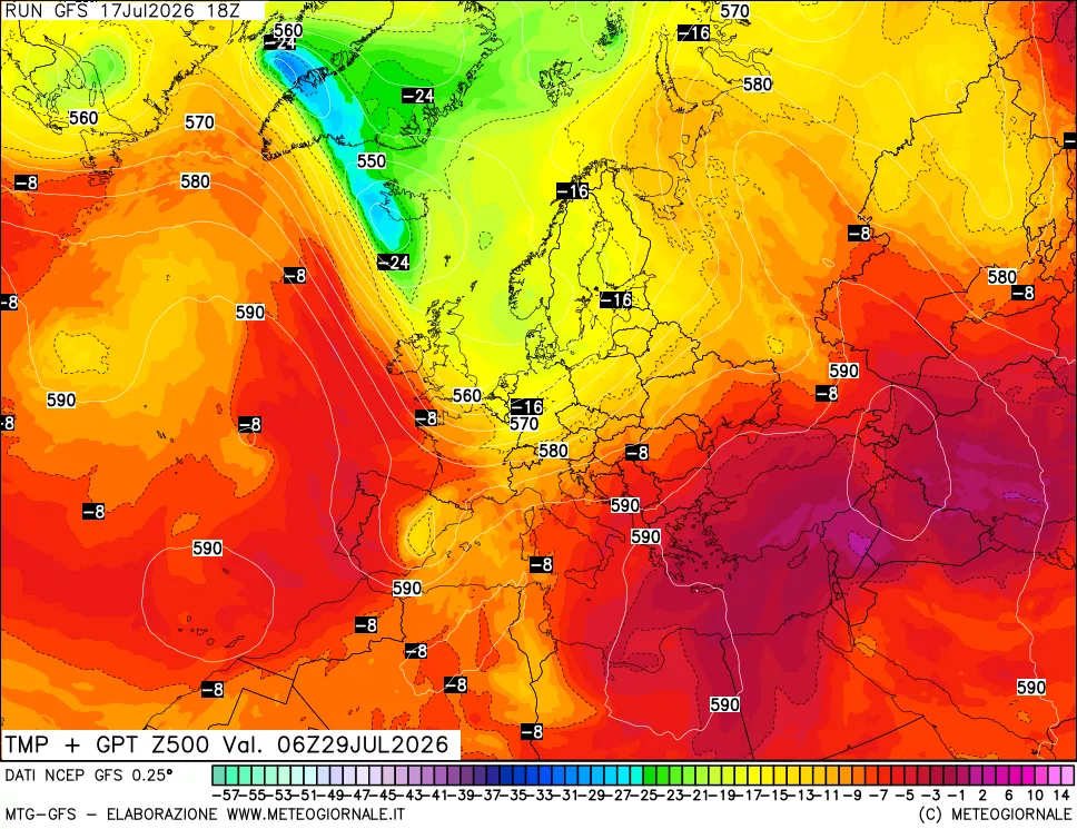 mappa 500 hPa Temp + GPT