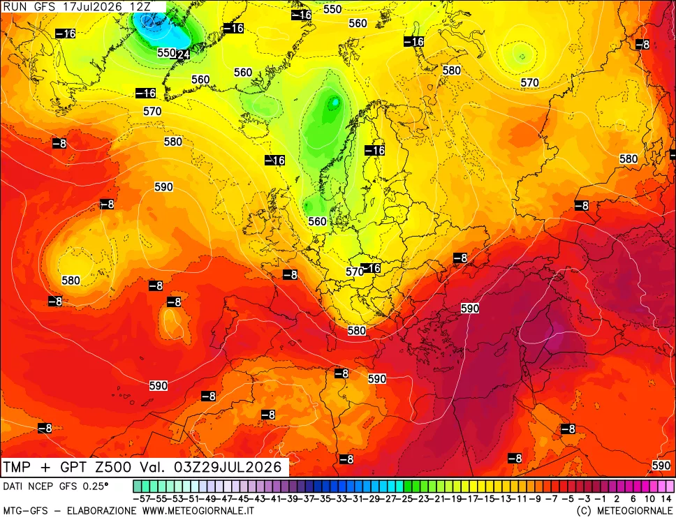 mappa 500 hPa Temp + GPT
