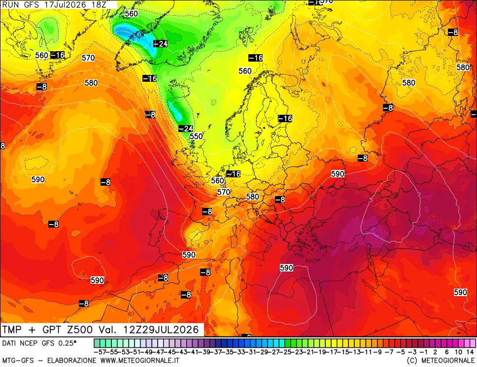 mappa 500 hPa Temp + GPT