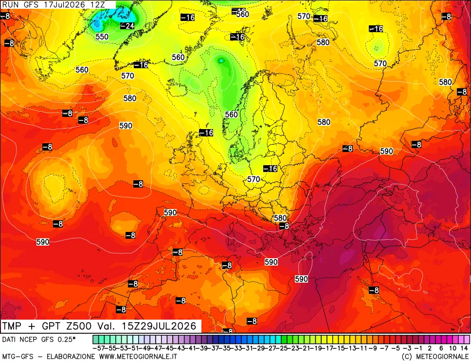 mappa 500 hPa Temp + GPT