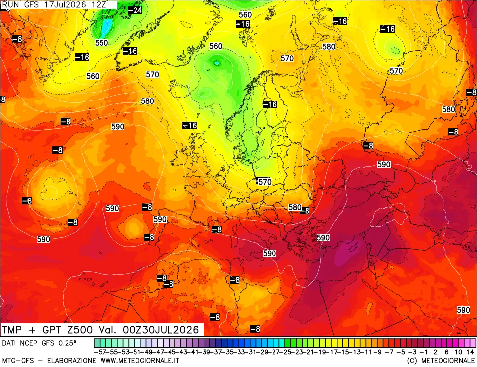 mappa 500 hPa Temp + GPT