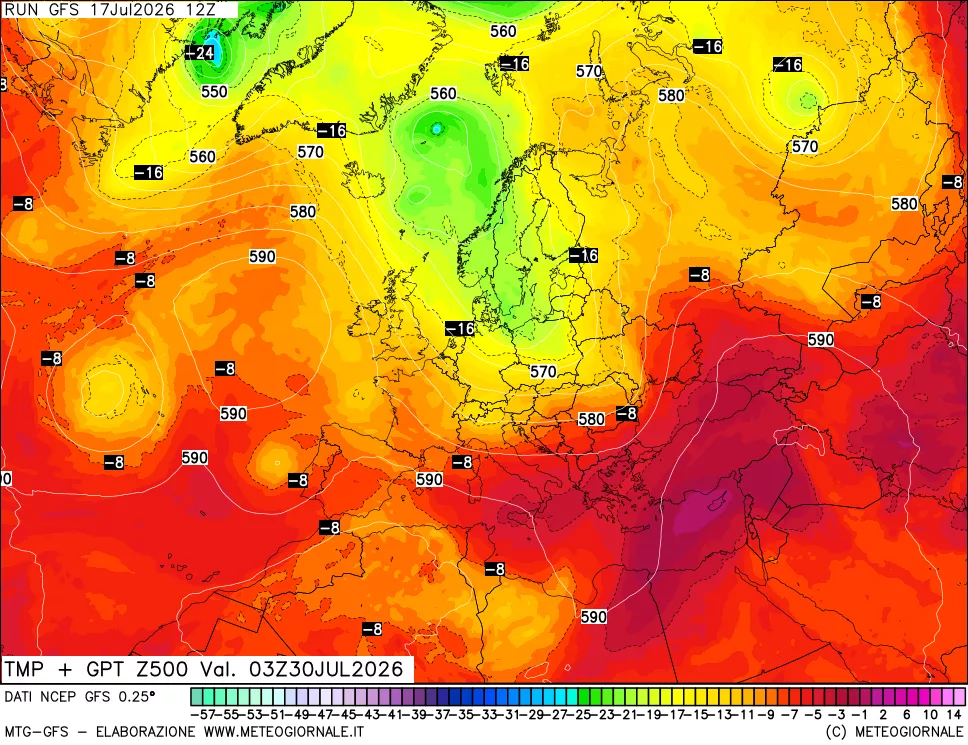 mappa 500 hPa Temp + GPT