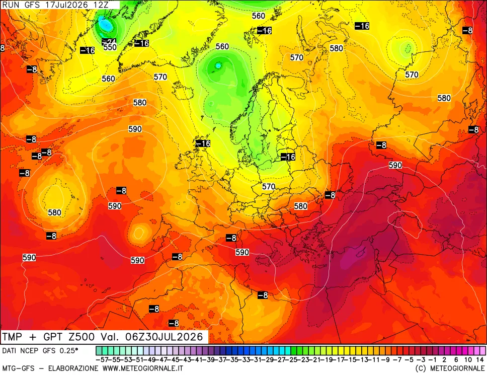 mappa 500 hPa Temp + GPT