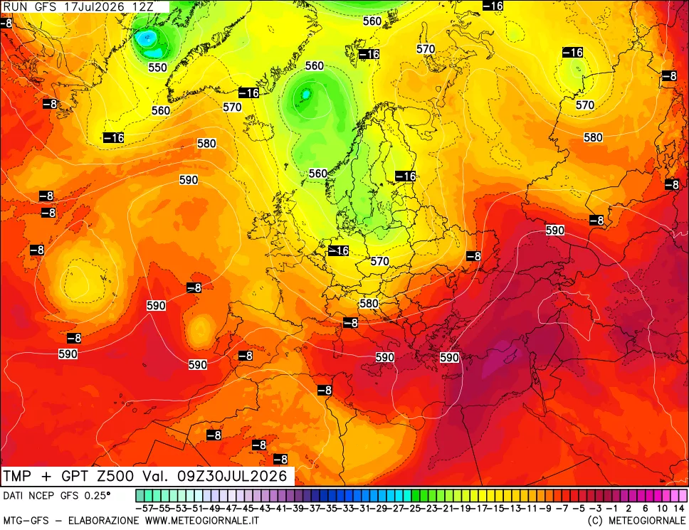 mappa 500 hPa Temp + GPT