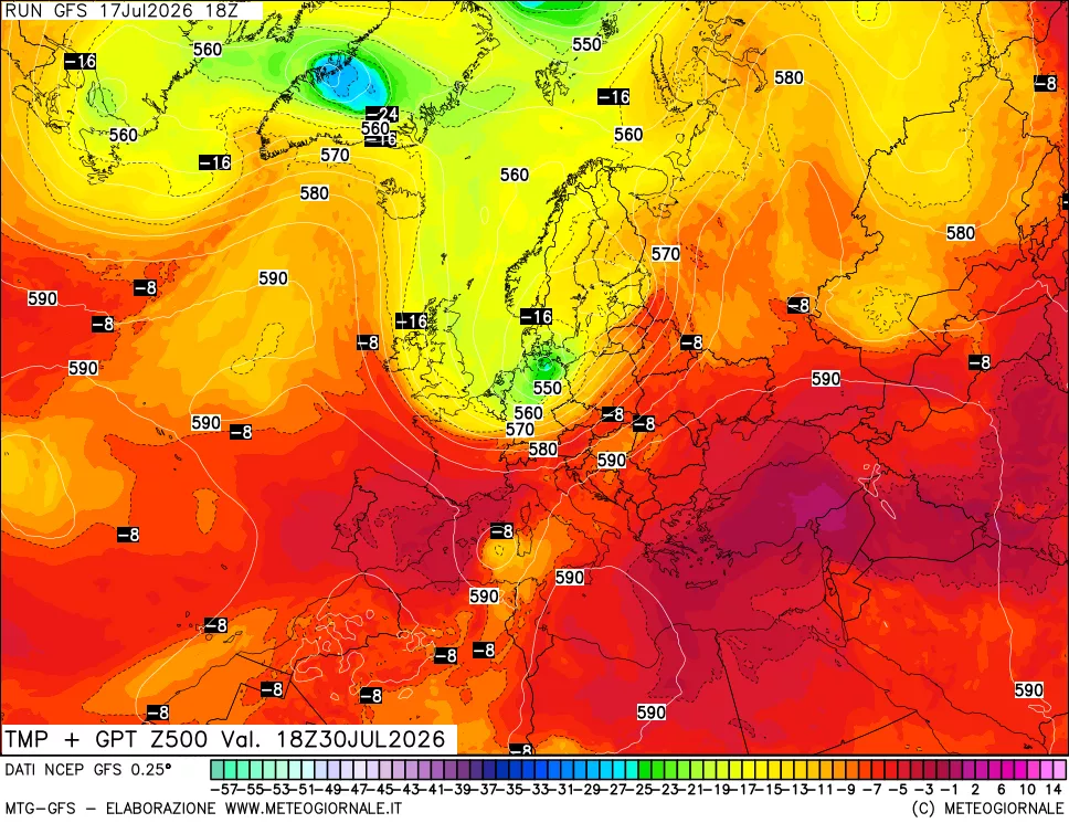 mappa 500 hPa Temp + GPT
