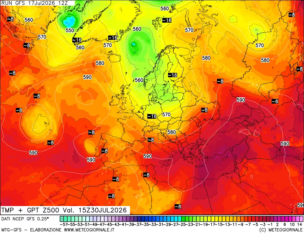 mappa 500 hPa Temp + GPT