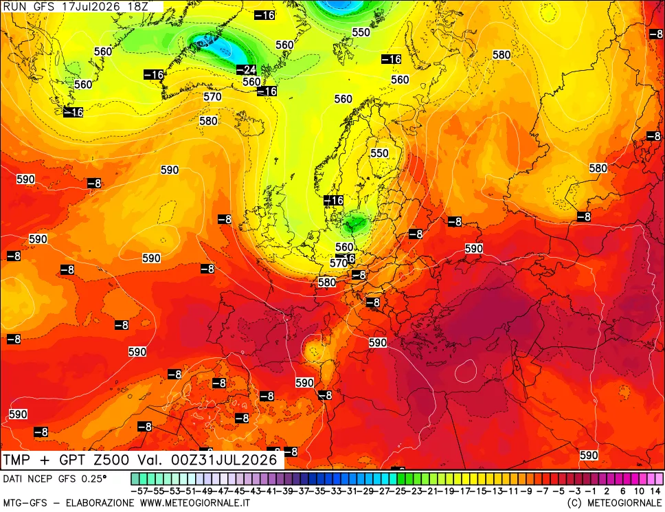 mappa 500 hPa Temp + GPT