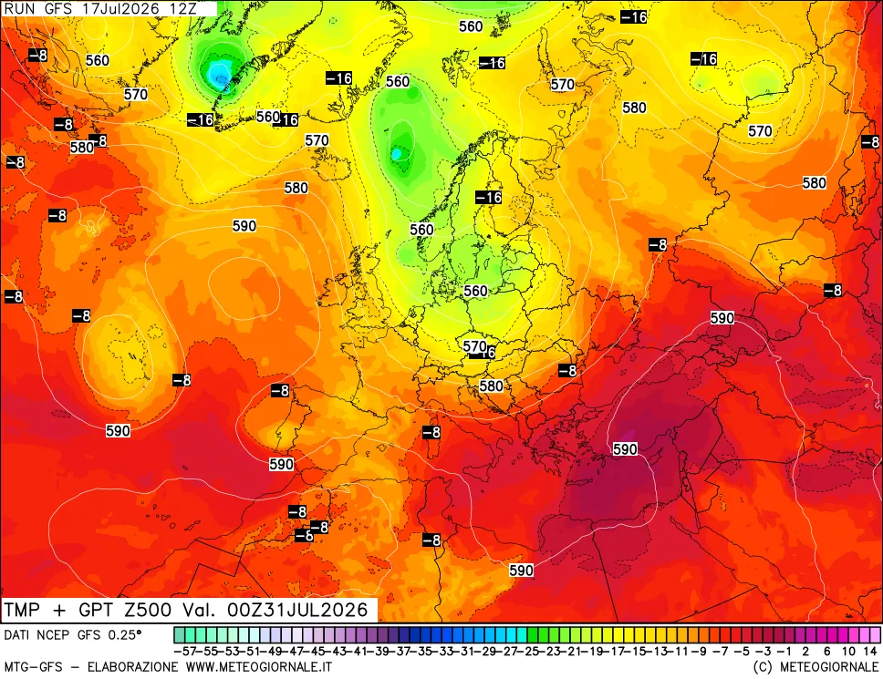 mappa 500 hPa Temp + GPT