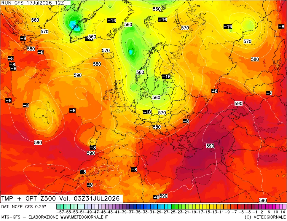 mappa 500 hPa Temp + GPT