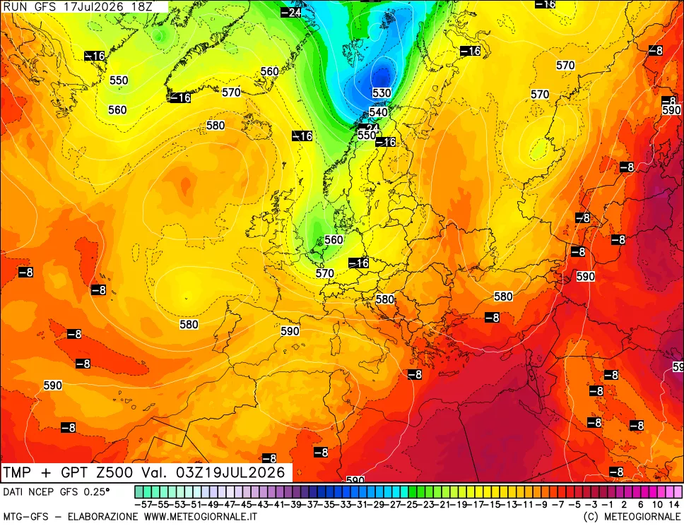 mappa 500 hPa Temp + GPT