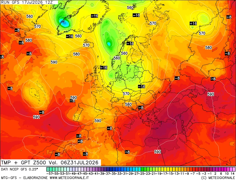 mappa 500 hPa Temp + GPT
