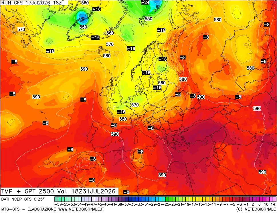 mappa 500 hPa Temp + GPT