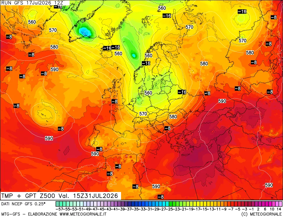 mappa 500 hPa Temp + GPT