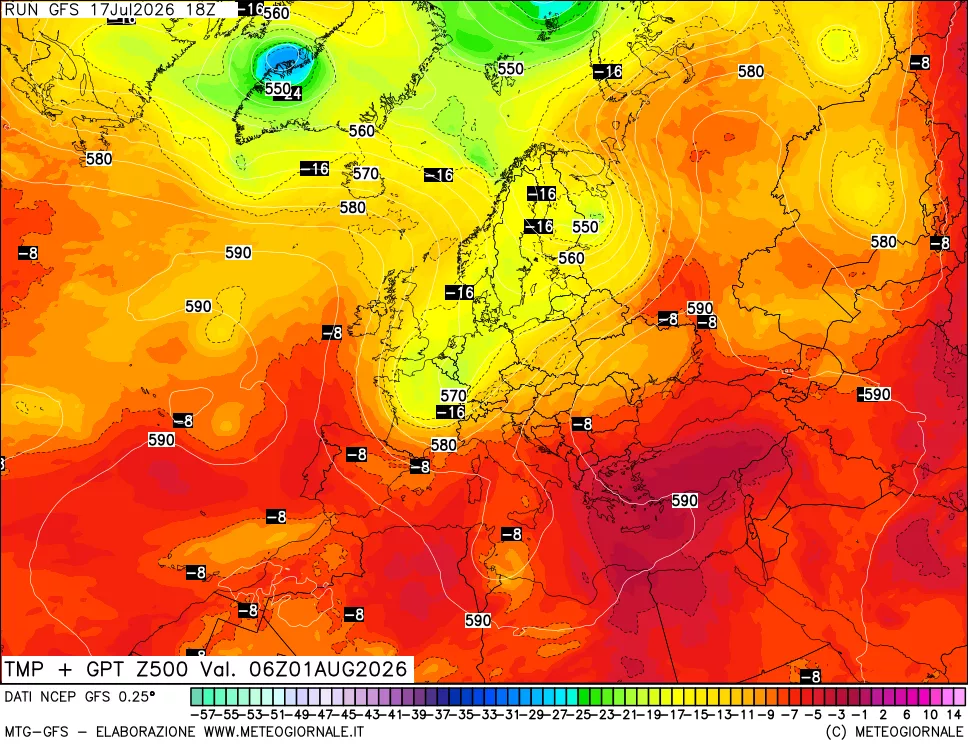 mappa 500 hPa Temp + GPT