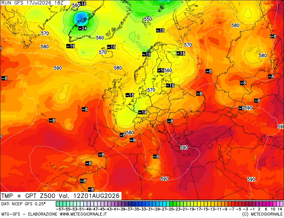 mappa 500 hPa Temp + GPT