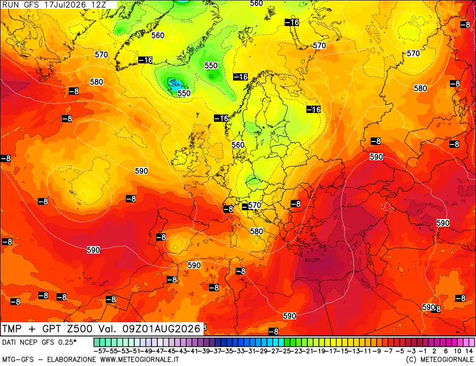 mappa 500 hPa Temp + GPT