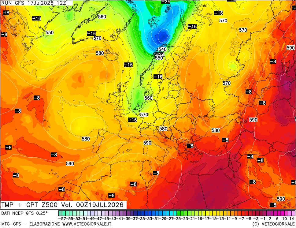 mappa 500 hPa Temp + GPT