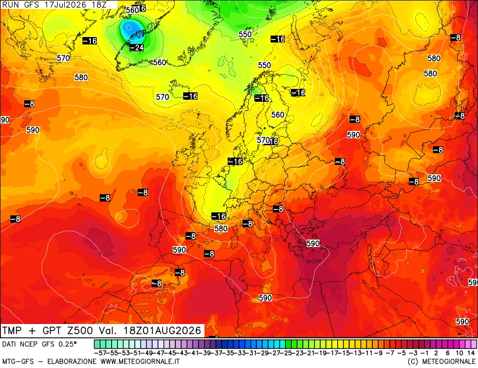 mappa 500 hPa Temp + GPT
