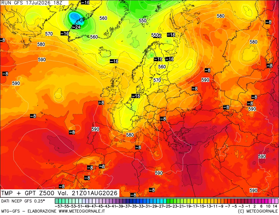 mappa 500 hPa Temp + GPT