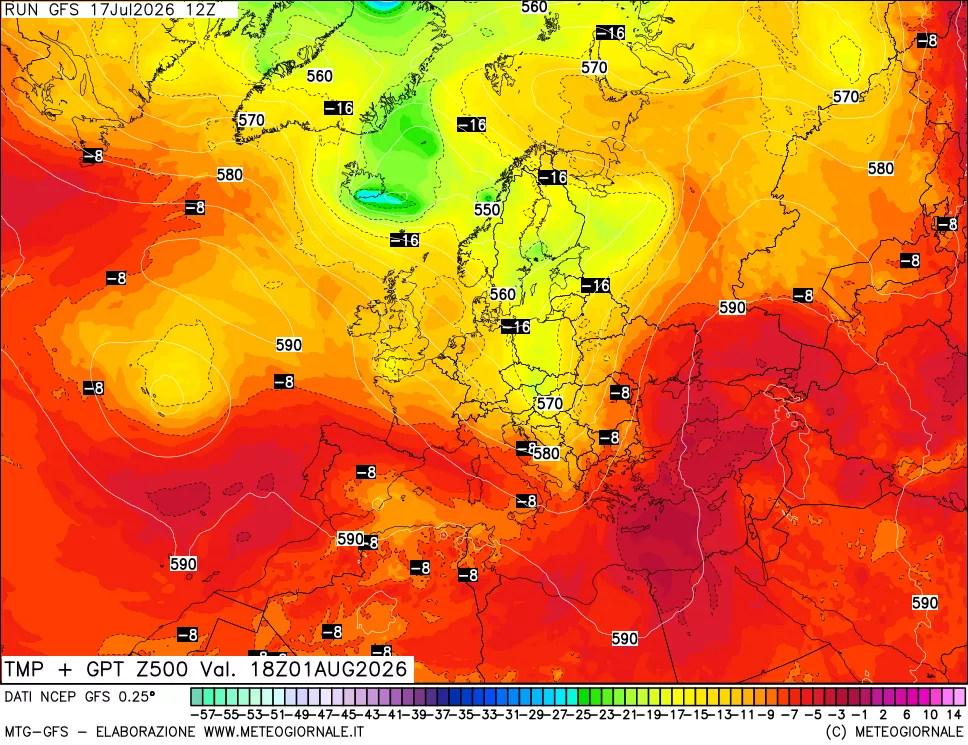 mappa 500 hPa Temp + GPT
