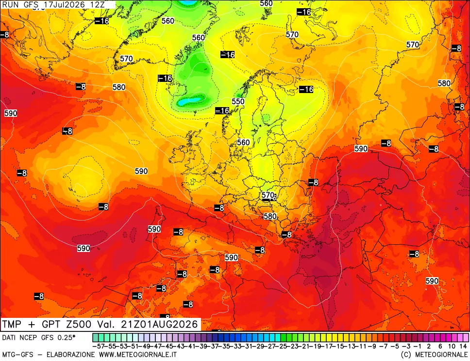 mappa 500 hPa Temp + GPT