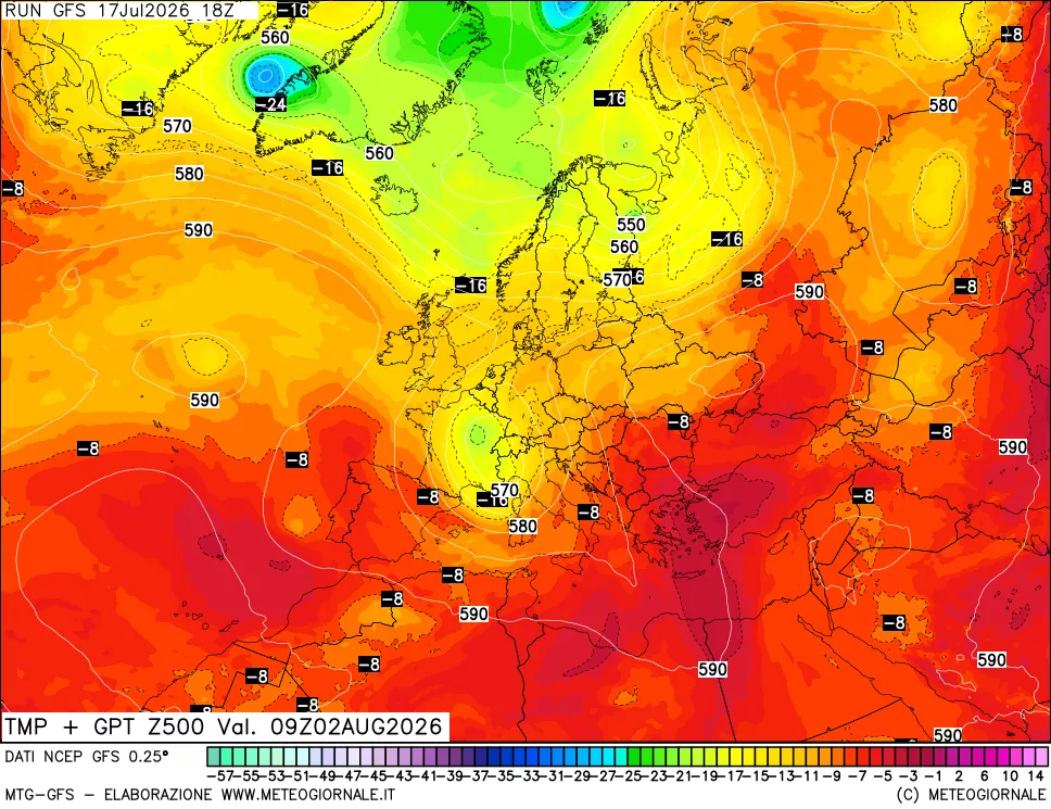 mappa 500 hPa Temp + GPT