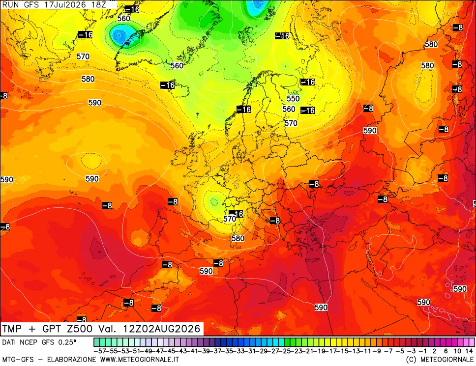 mappa 500 hPa Temp + GPT
