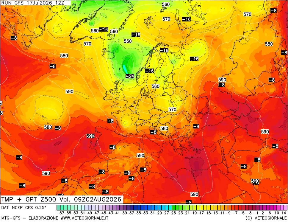 mappa 500 hPa Temp + GPT