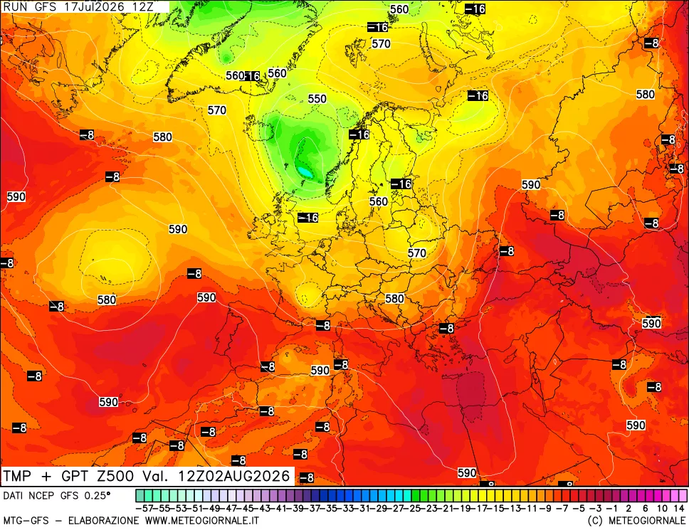 mappa 500 hPa Temp + GPT