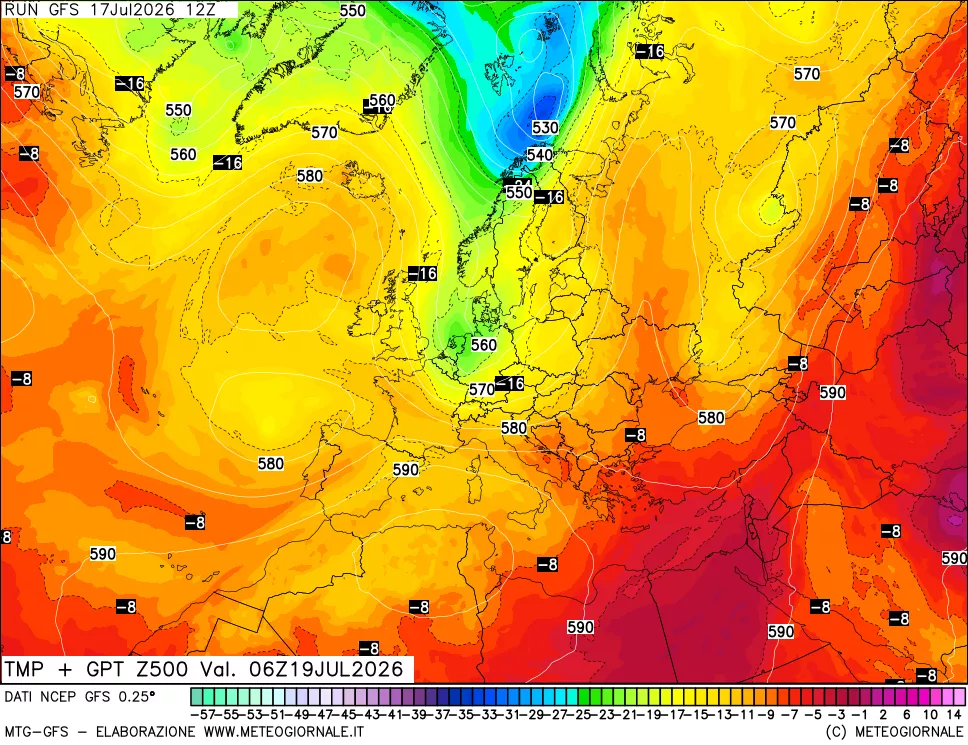 mappa 500 hPa Temp + GPT