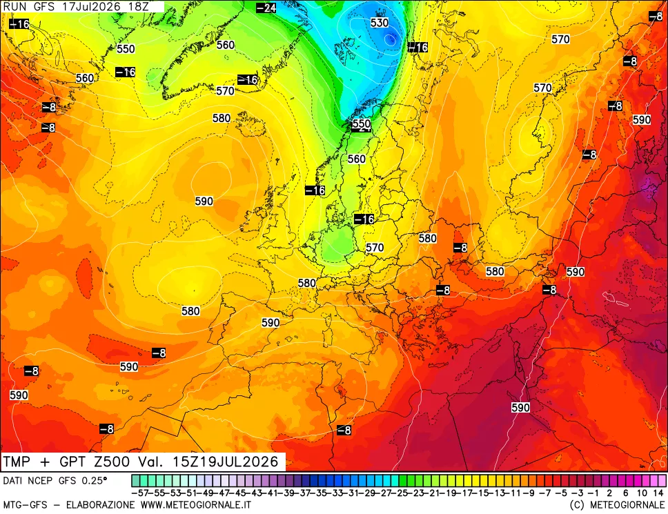 mappa 500 hPa Temp + GPT