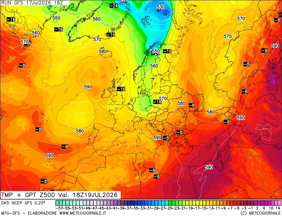 mappa 500 hPa Temp + GPT