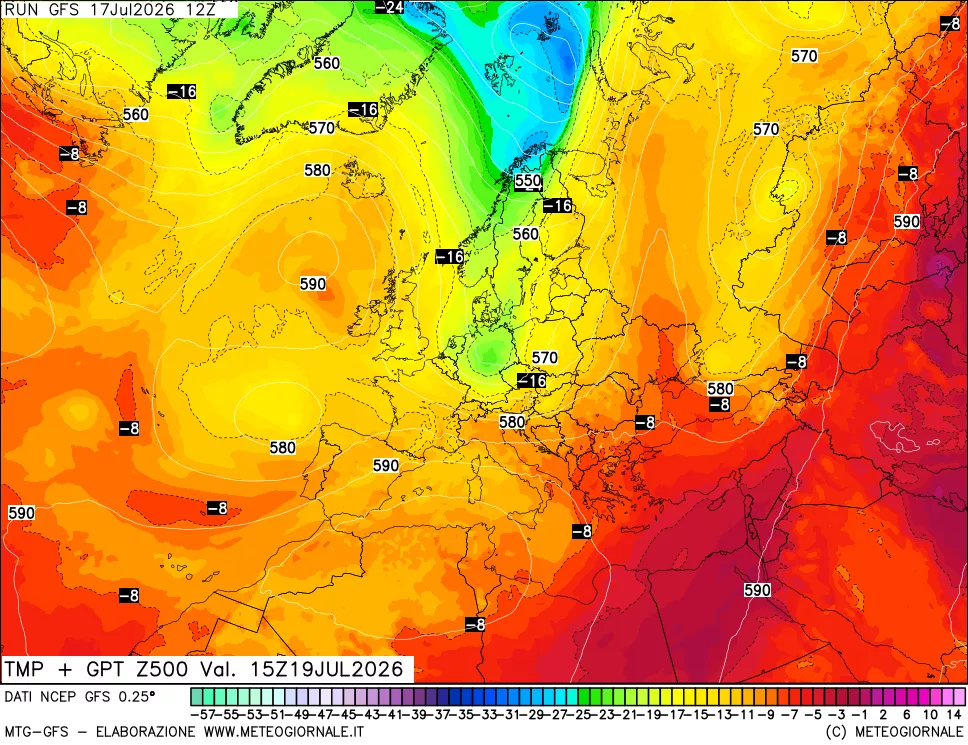 mappa 500 hPa Temp + GPT