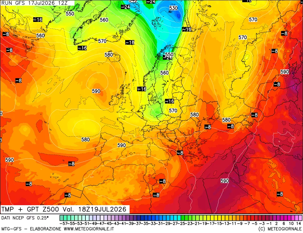 mappa 500 hPa Temp + GPT