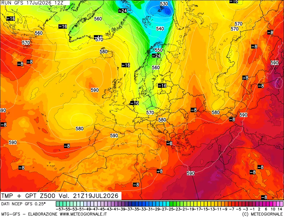 mappa 500 hPa Temp + GPT