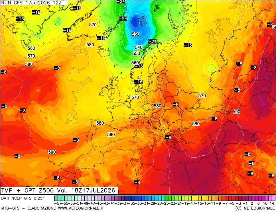 mappa 500 hPa Temp + GPT
