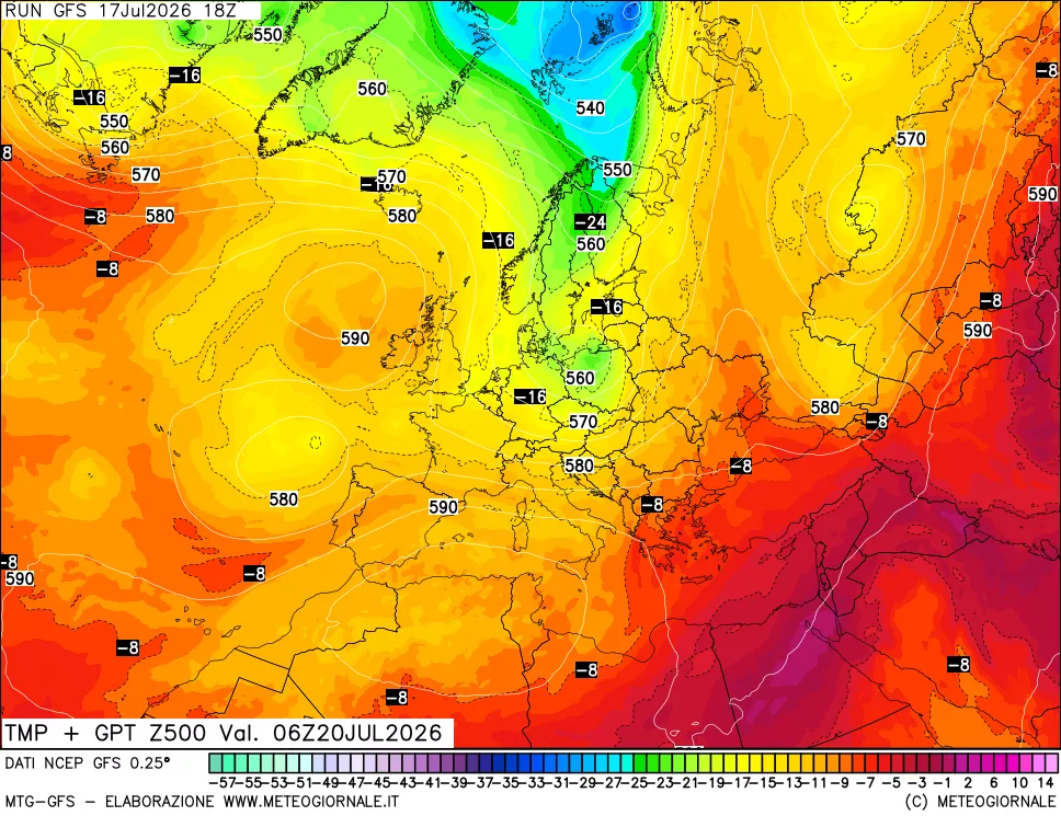 mappa 500 hPa Temp + GPT