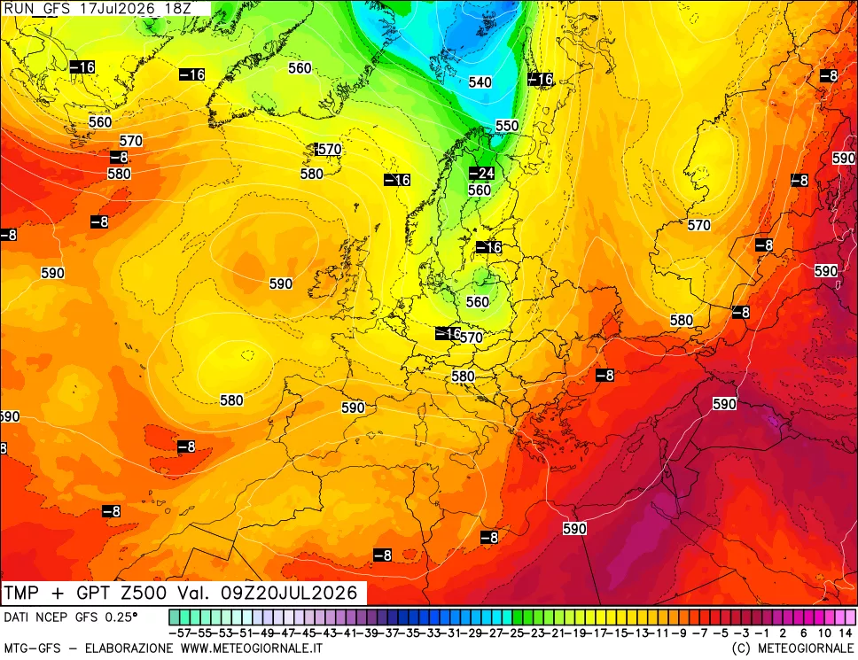 mappa 500 hPa Temp + GPT