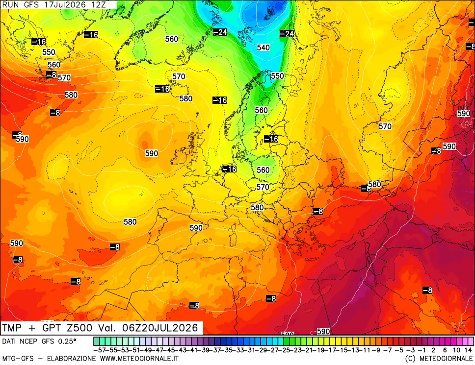 mappa 500 hPa Temp + GPT