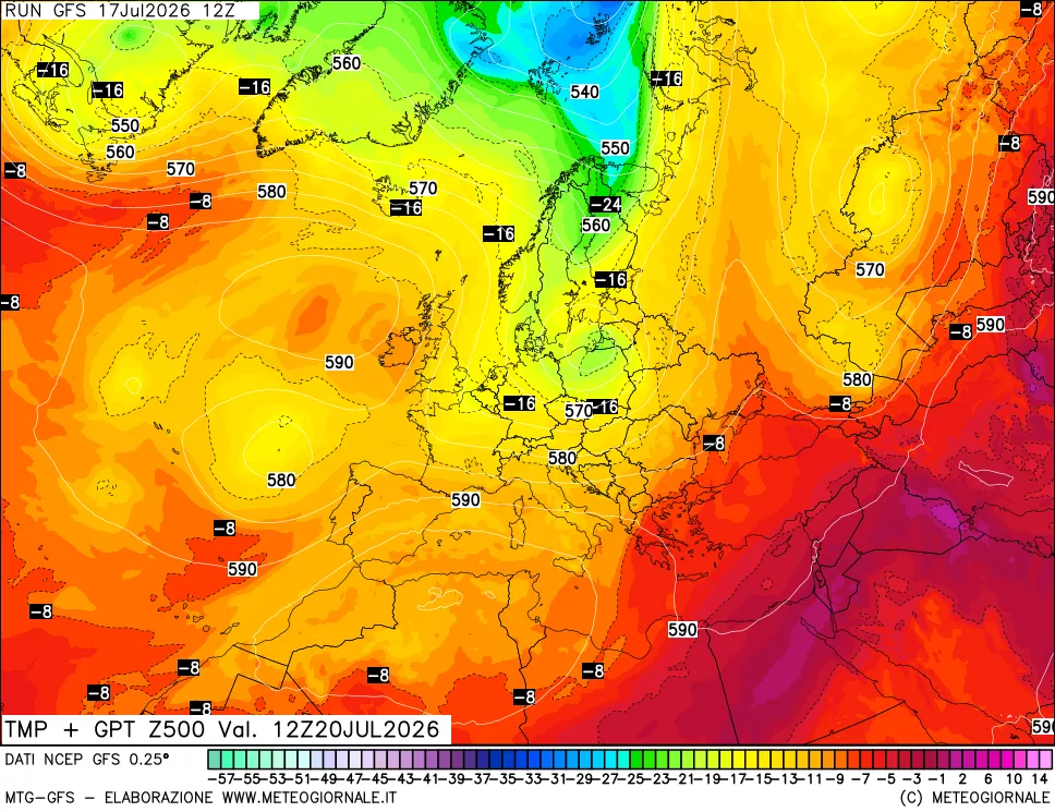 mappa 500 hPa Temp + GPT