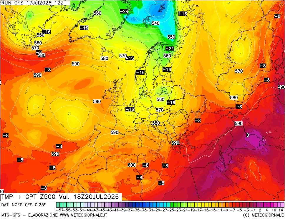 mappa 500 hPa Temp + GPT